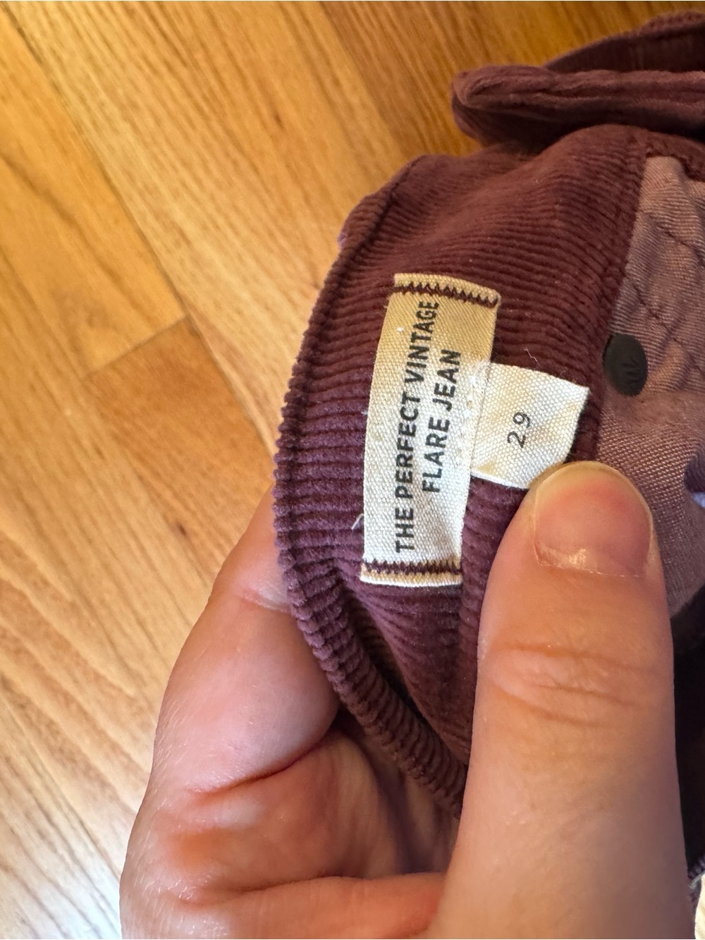 Madewell Maroon Corduroy Flare Pants - Picture 3 of 3